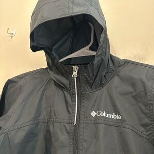 Columbia Boys' Glennaker Black Hooded Full Zip Rain Jacket Size X-Small